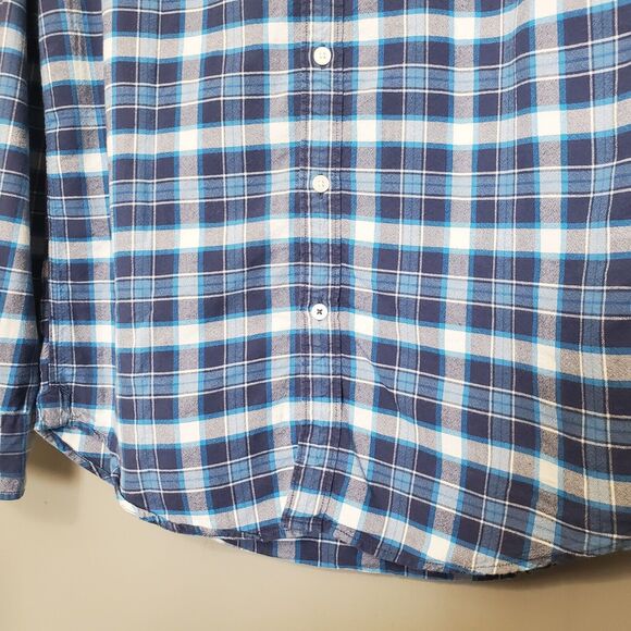 American Eagle Button Down Shirt Mens Medium Seriously Soft Blue Plaid Cotton - Picture 6 of 11